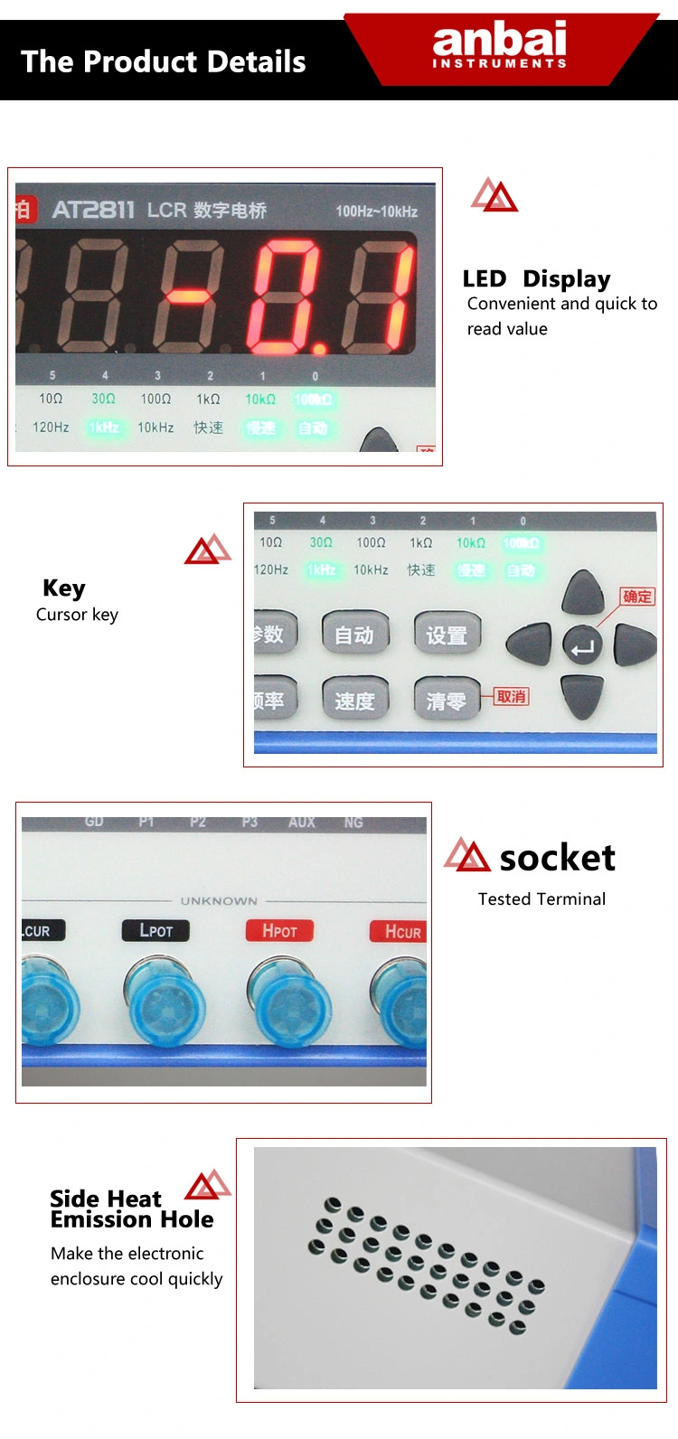 Tester At2811 Digital Bridge Meter Tester Capacitance Measuring Instrument